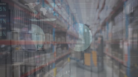 animación del procesamiento de datos financieros en el almacén