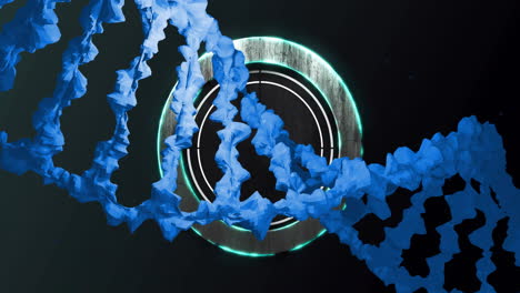 dna strands intertwining over glowing circular animation in digital school interface