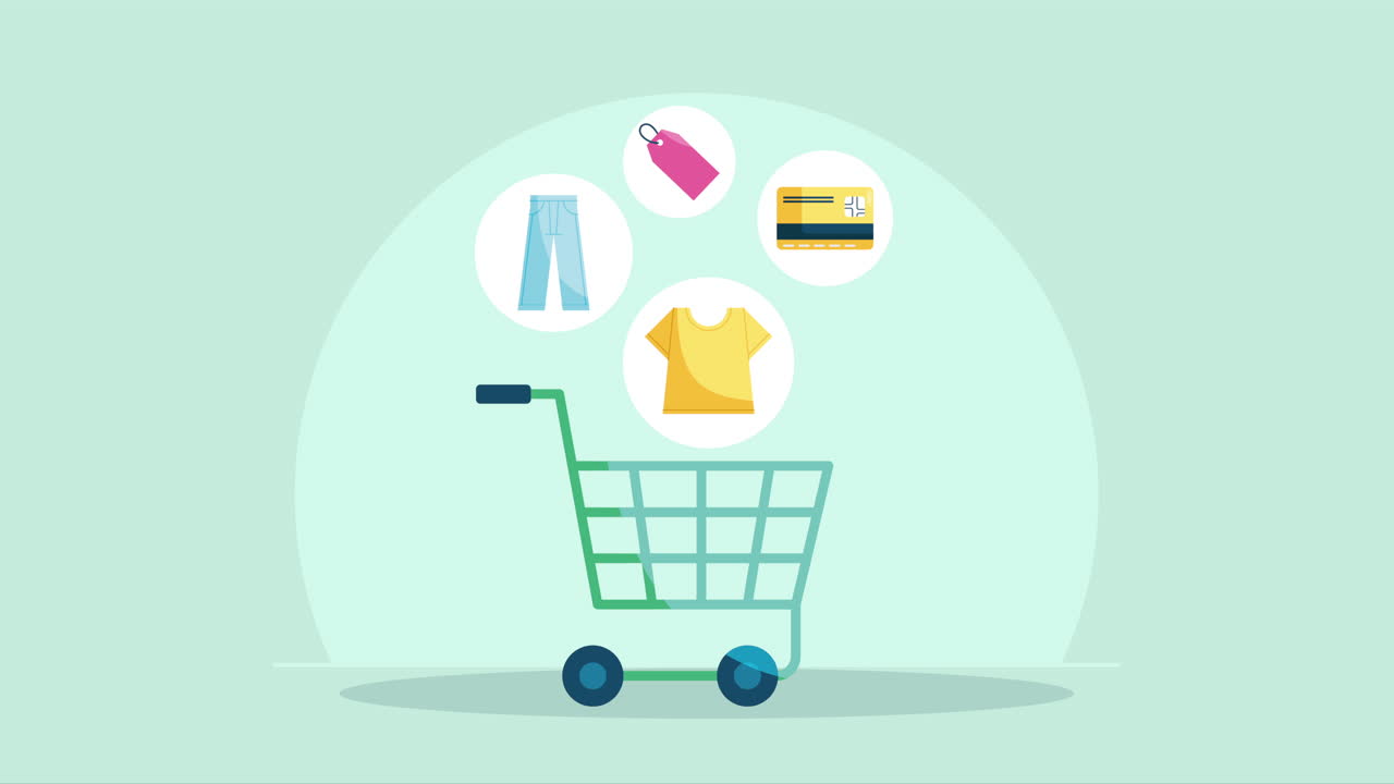 쇼핑 카트 시장 상업 애니메이션