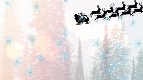 Animation-of-christmas-winter-scenery-and-santa-in-sleigh
