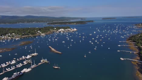 aerial view of the southwest harbor, maine in new england