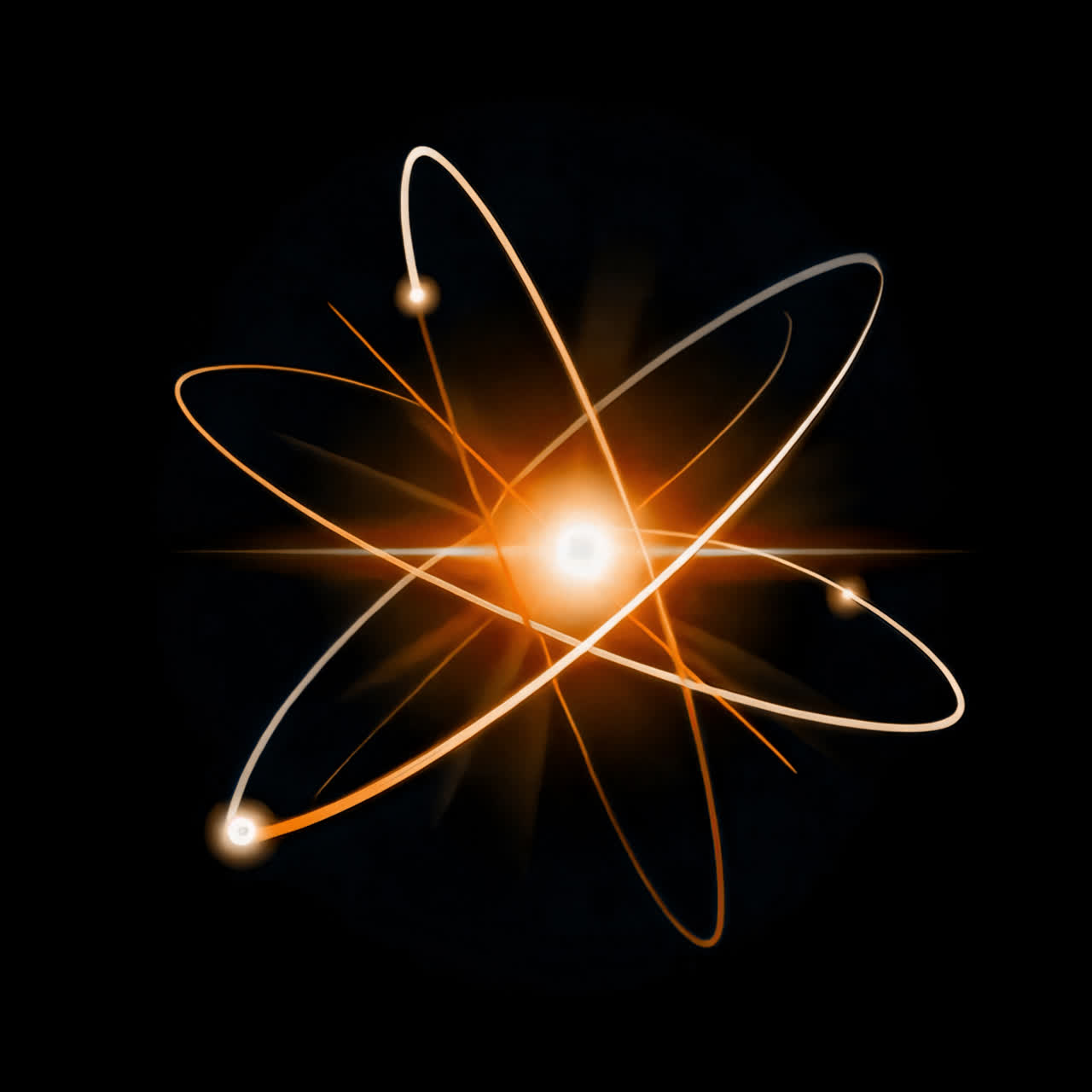 Scicene atom animation isolated asset, transparent 4K video, alpha channel, ProRes 4444