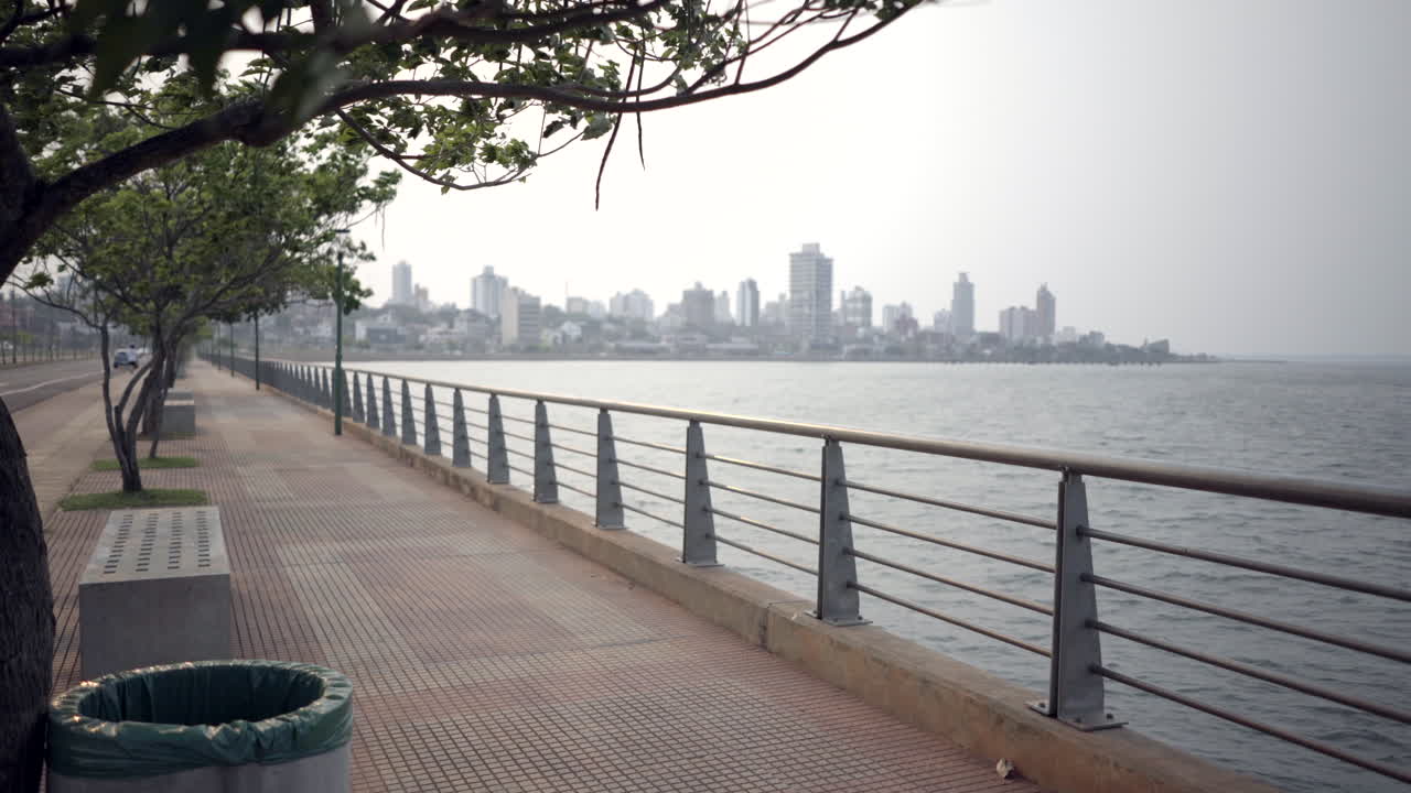 A picturesque static image of Posadas, the coastal capital of Misiones, Argentina, situated along the banks of the Paran&aacute; River