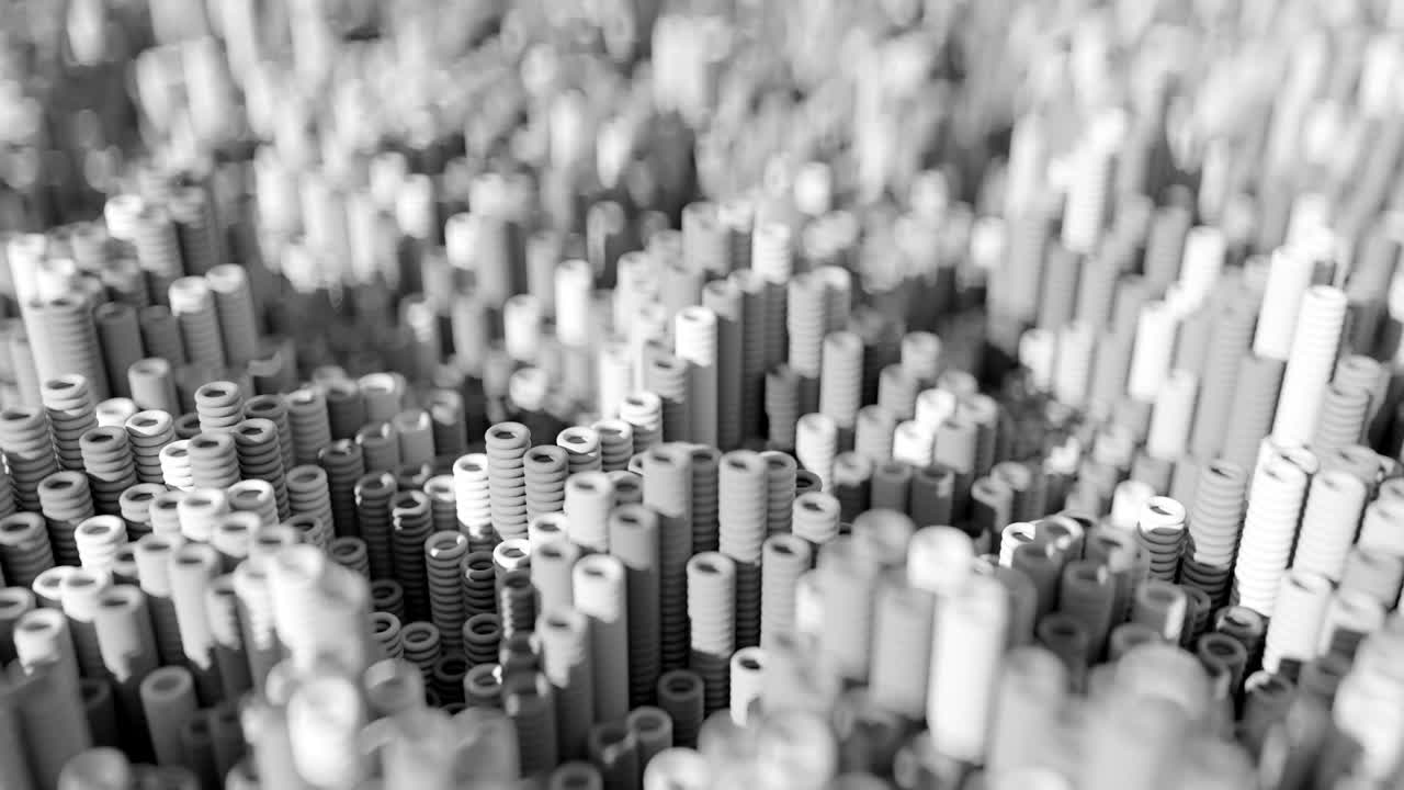 4k anillos abstractos dispuestos en tubos digitales.