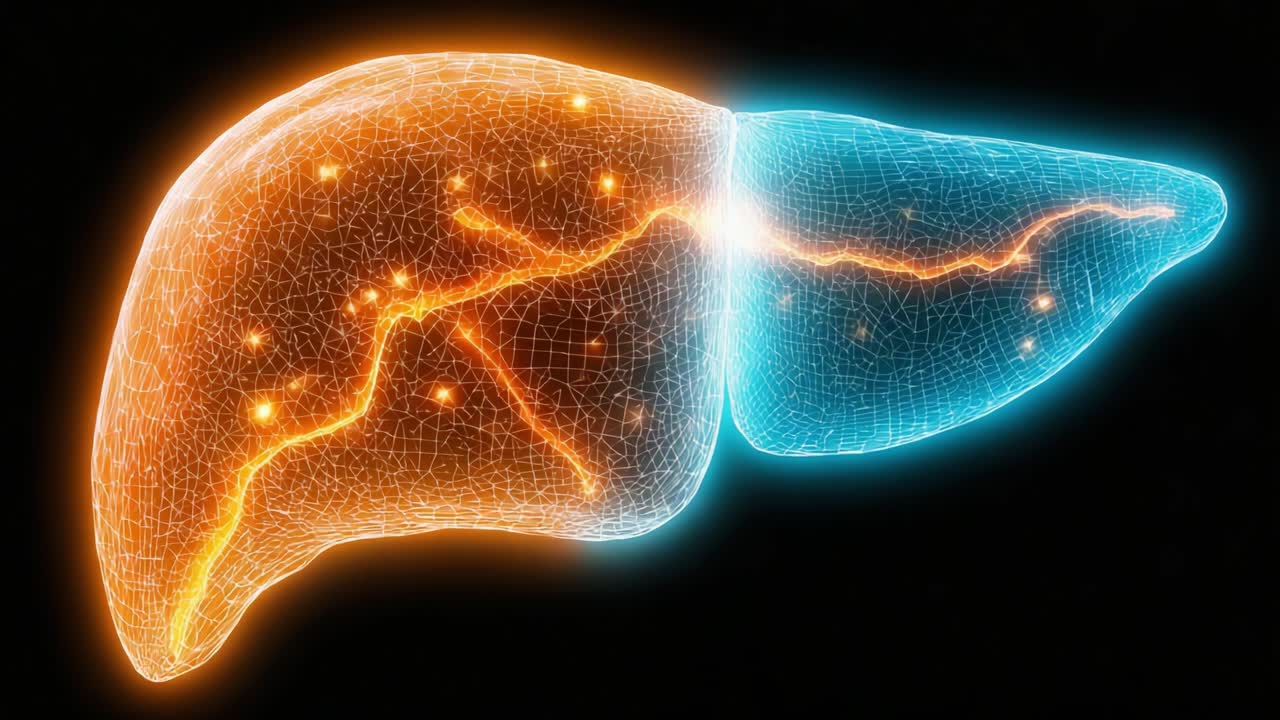 Innovative Visualization of Hepatic Structure: A Scientific Exploration of the Liver Functioning Through Glowing Digital Representation of Its Intricate Network