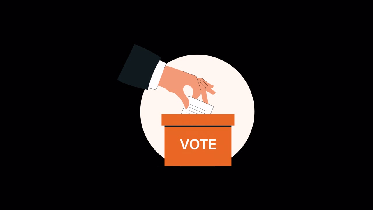 Animated Hand Drops Ballot into Vote Box Illustration
