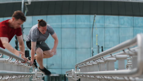 friends training parkour