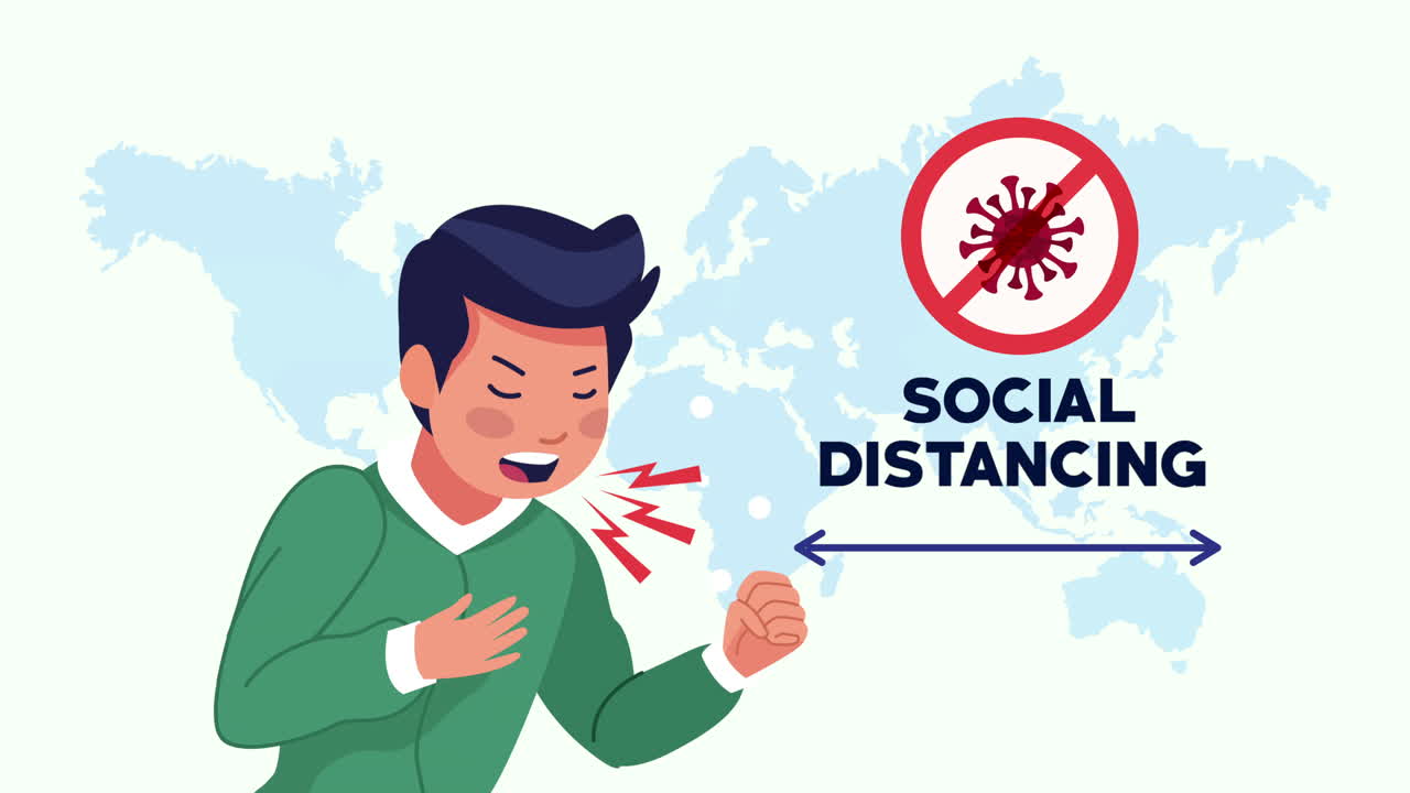 social distancing campaign with man sick