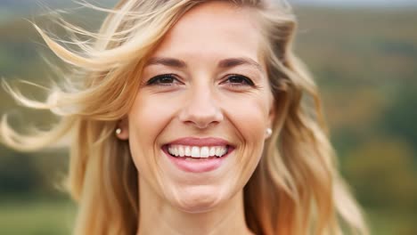 portrait of a beautiful woman with blonde hair smiling