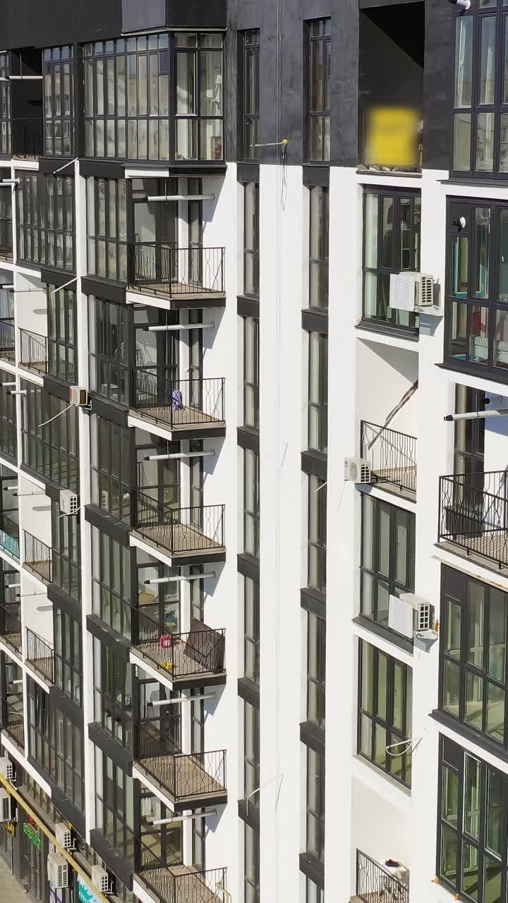 Aerial view of new house. Facade of new house for city residents