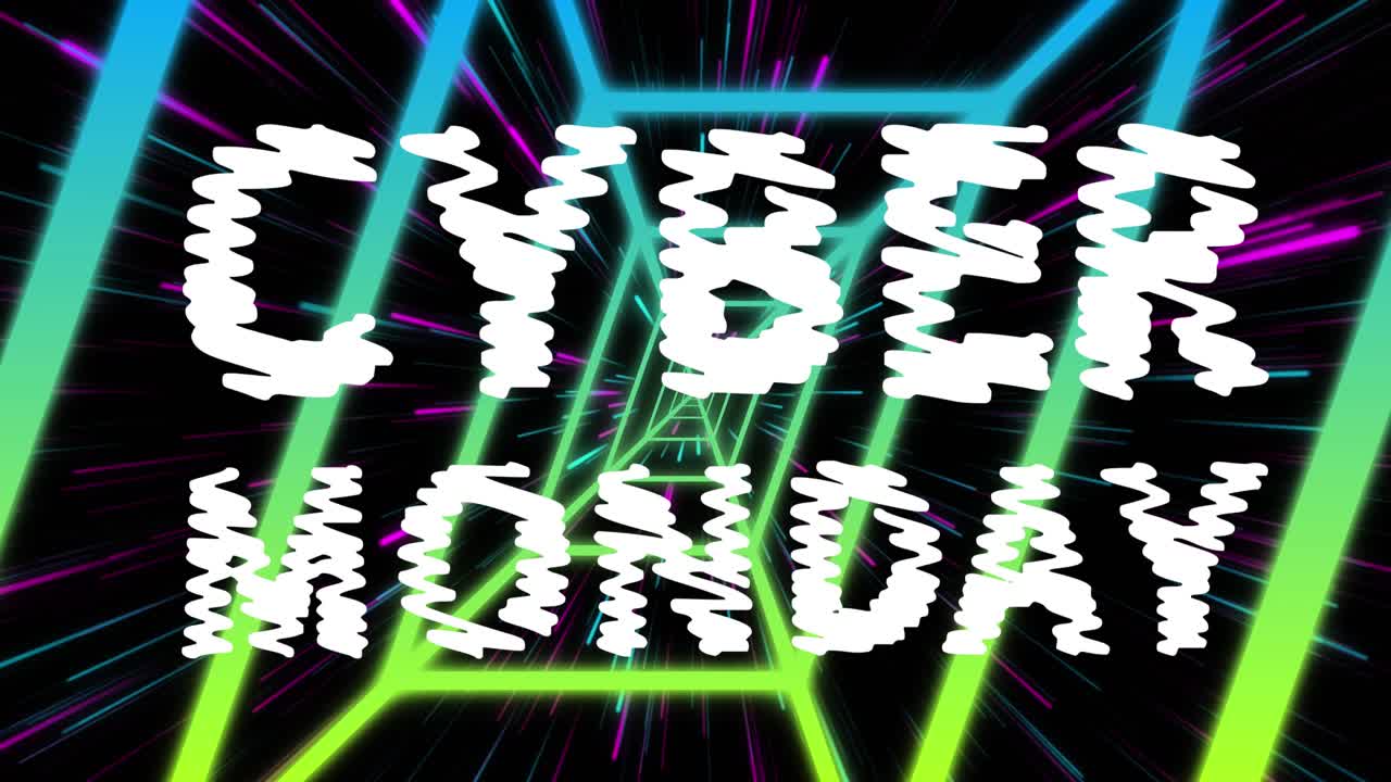 Animazione del testo Cyber Monday su forme