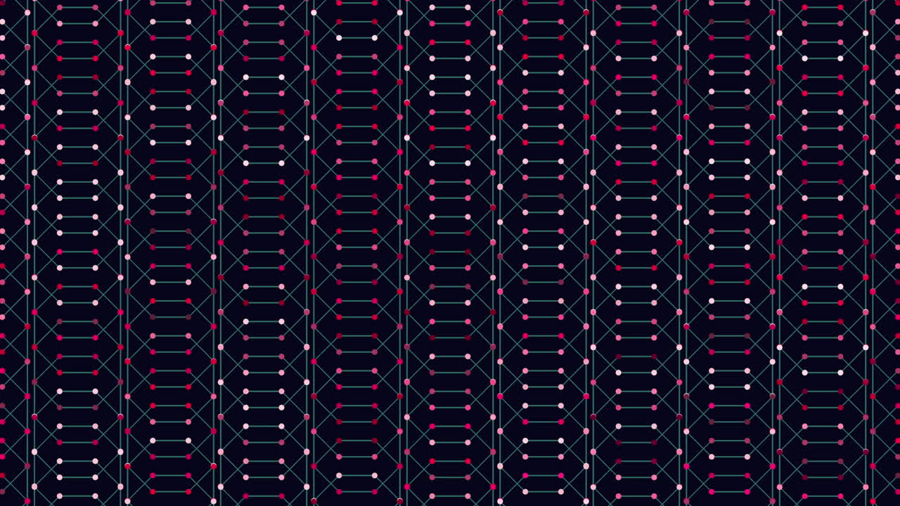 Seamless blue and black geometric pattern with white dots in grid design