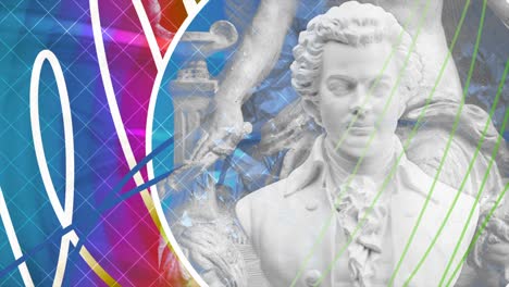 primer plano de un busto de mozart
