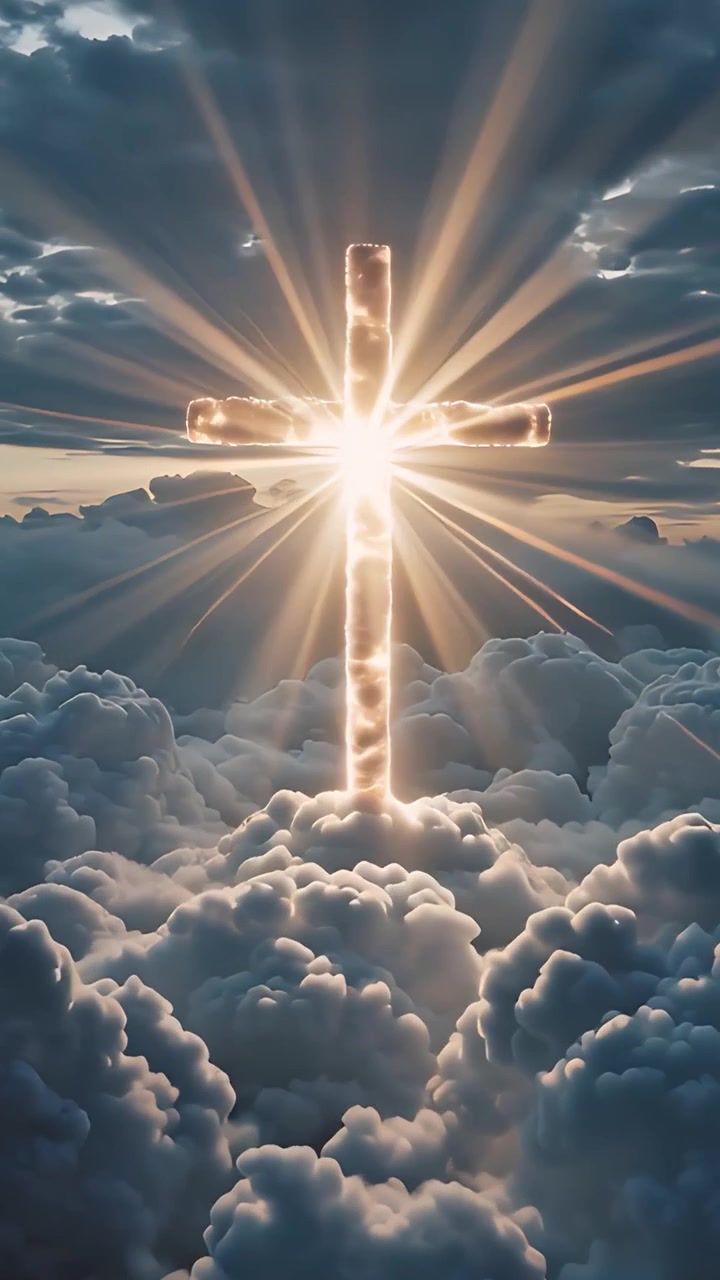 Sfondo per Adorazione 4K: Croce Cristiana e Luce Celeste
