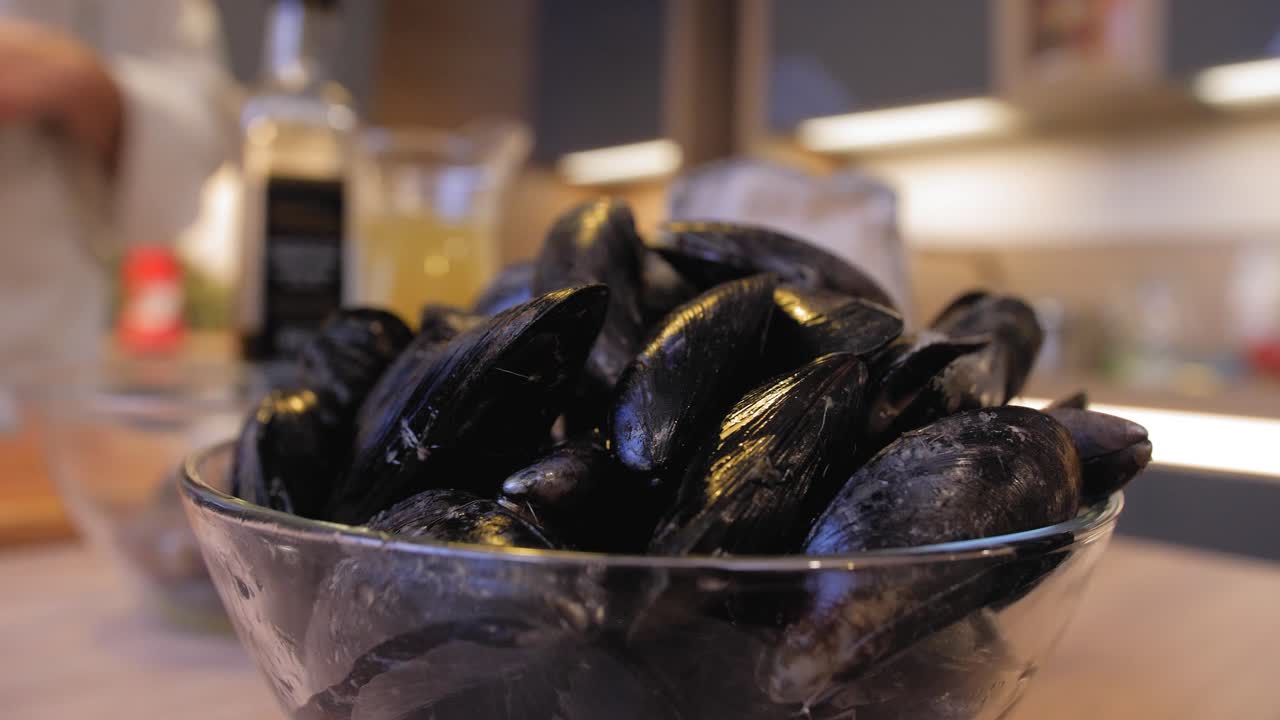mussels in a bowl on the table