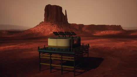 estación de investigación futurista de marte en un paisaje desértico rojo