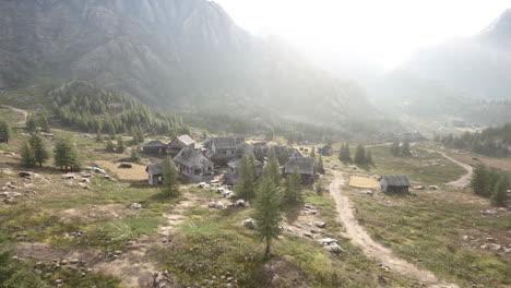 famous mountain village located next to mountain of austrian alps