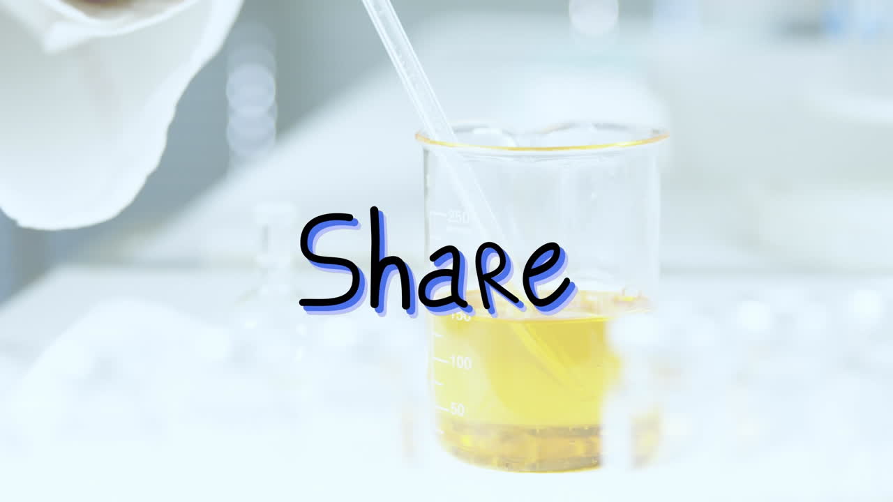 실험실의 과학자에 대한 공유 텍스트의 애니메이션