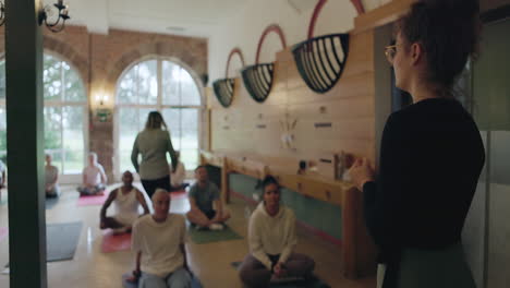 yoga class in a studio