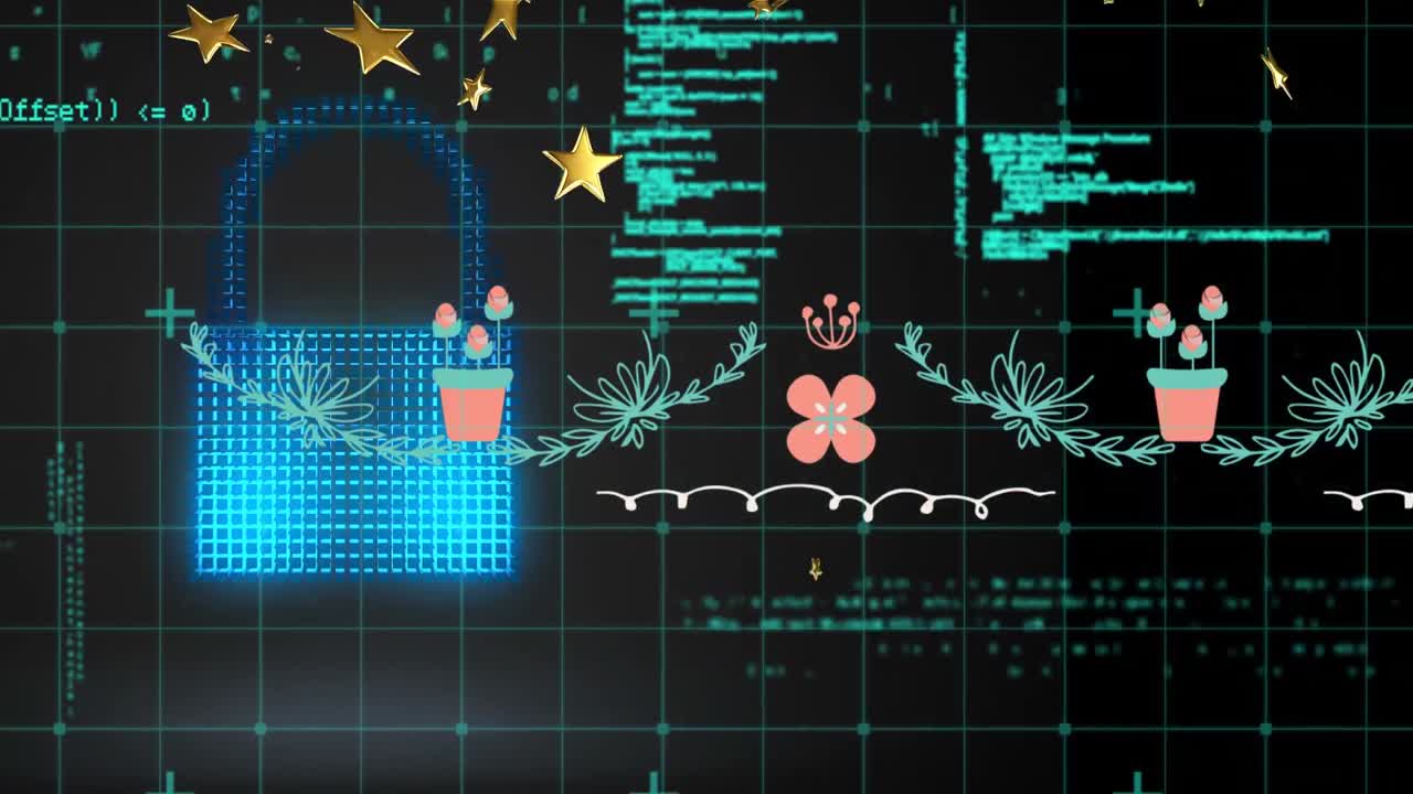 데이터 처리 및  ⁇ 락 위에 아이콘과 별의 애니메이션