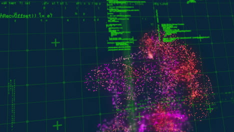 animation de formes avec des taches lumineuses sur le traitement de données sur fond noir