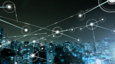 Connectors moving on cityscape background