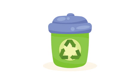 recycle arrows in waste bin animation