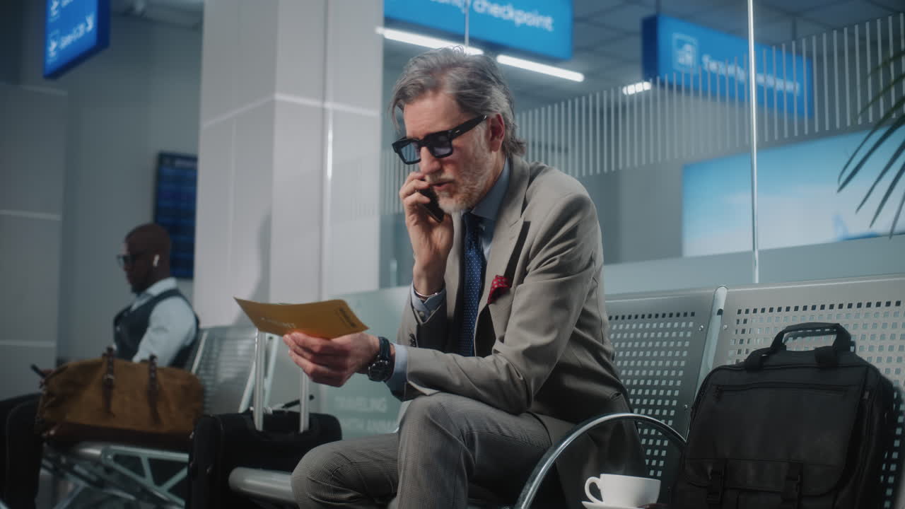 hombre de negocios esperando en el aeropuerto