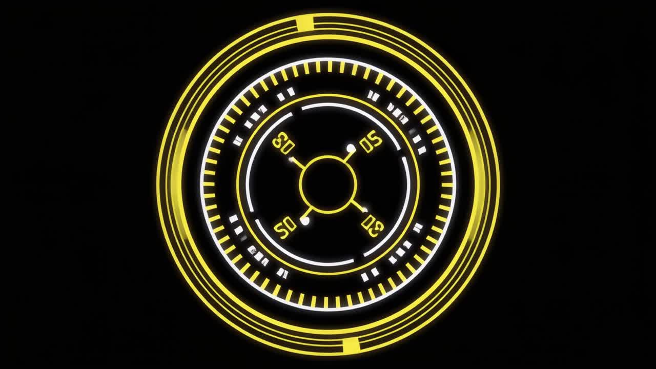 Interface Digital HUD Futurista Animada com Elementos Rotativos