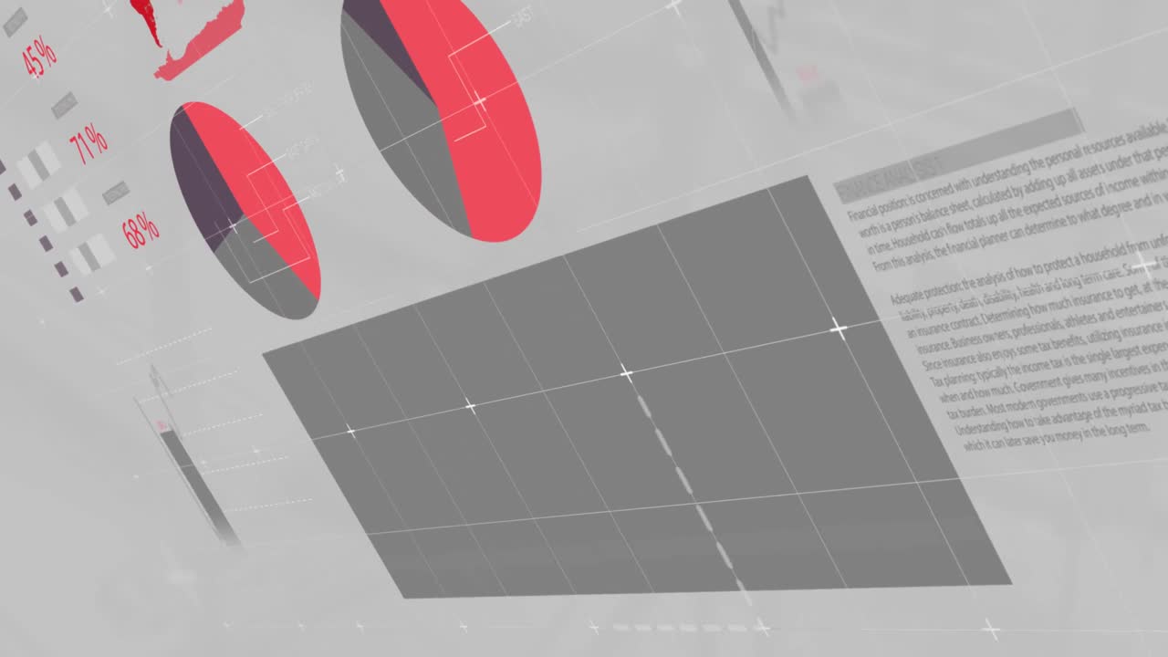 animación del procesamiento de datos sobre un fondo gris