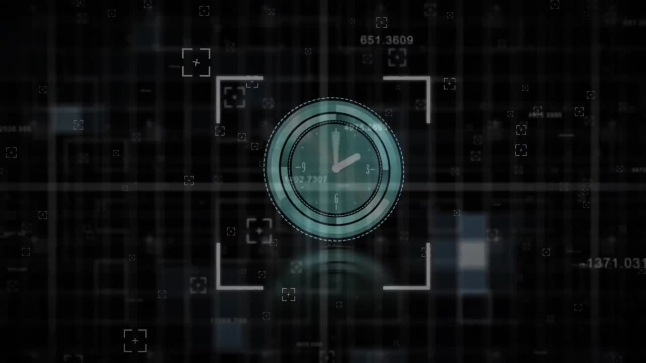 múltiples números cambiantes sobre un reloj digital de neón haciendo tictac frente a un fondo negro