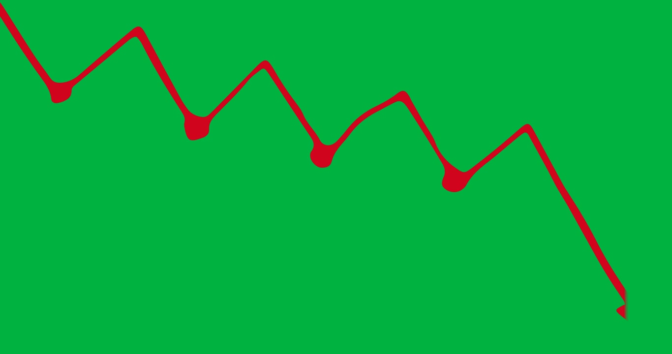 Digital animation of red graph moving against black background