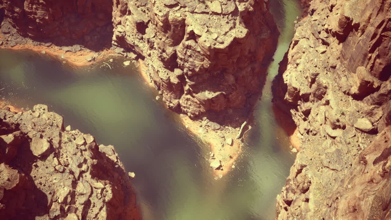 Scenic view of a winding river flowing through dramatic canyon landscape