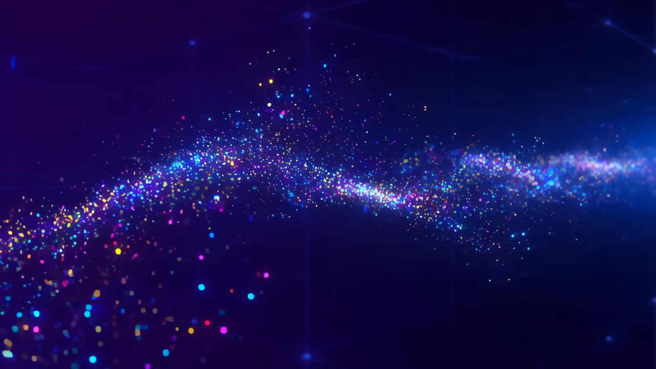 Abstract Digital Particle Wave in Dark Blue Space