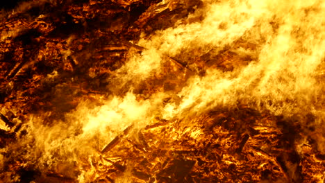 a super close-up shot of a huge bonfire burning