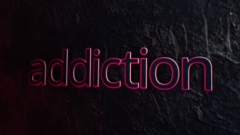 addiction neon text on dark background