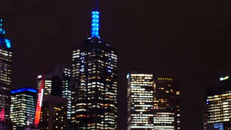 melbourne cbd skyline view at nighttime from southbank, yarra riverside nighttime, melbourne