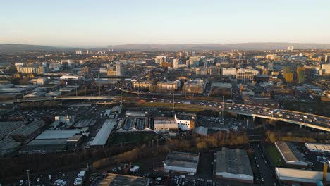 aerial reveal of m74 moterway during rush hour, scotland