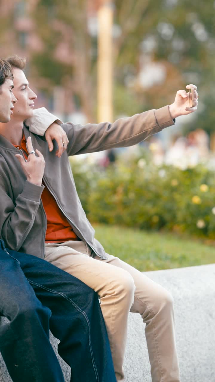 Two young men sitting outdoors