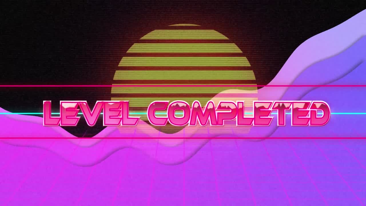 디지털 추상 공간에서 완료된 레벨의 애니메이션