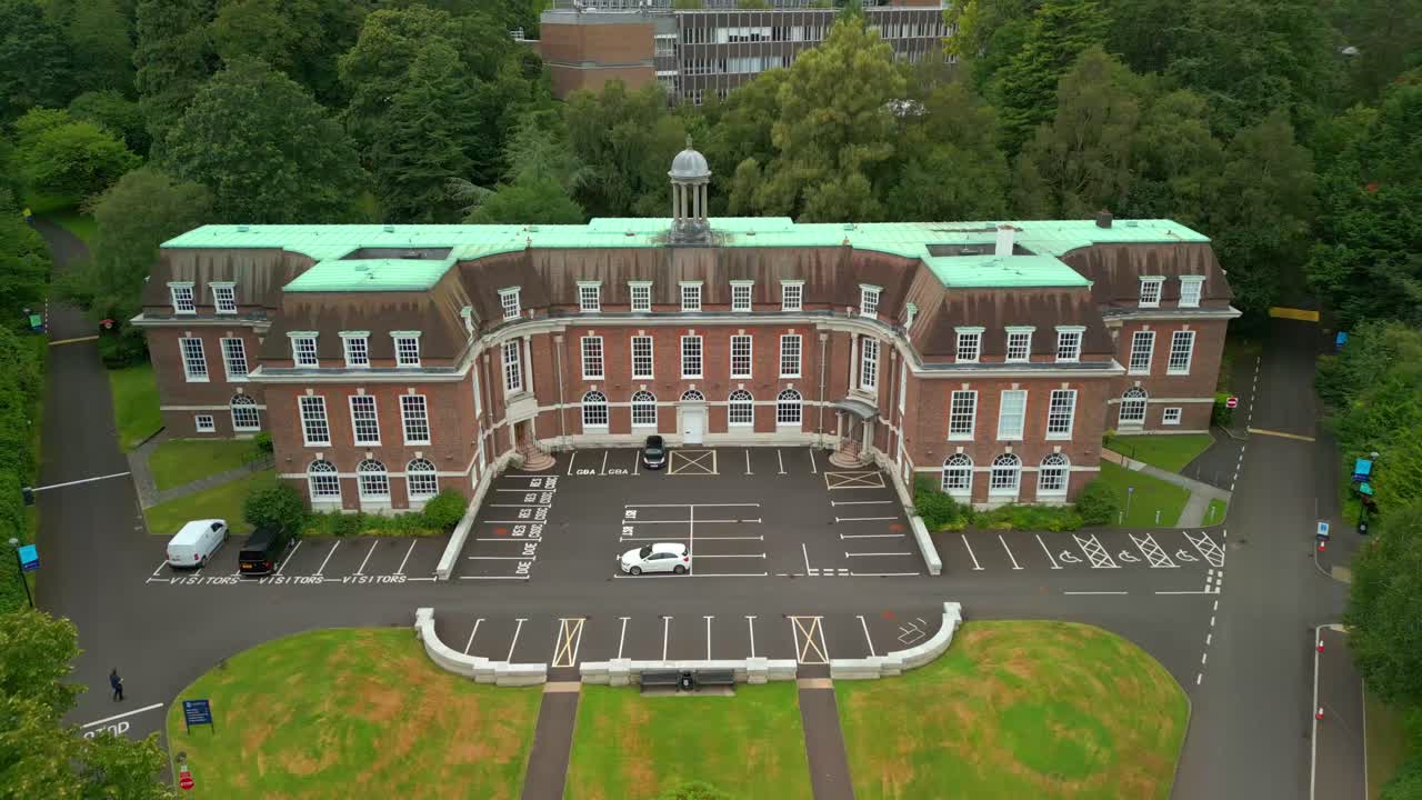 Aerial reveal of Stranmillis College in South Belfast, Northern Ireland in the UK. Filmed in 4K, 60FPS and with Rec709 color