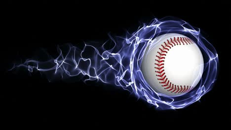 baseball ball in blue abstract particles ring, loop, 4k