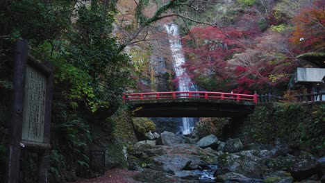 beautiful minoo waterfall in spring season in minoo park, osaka, japan