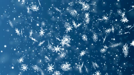 kerstmis en nieuwjaar naadloze loopende animatie. kerst sneeuwvlokken op donkerblauwe achtergrond. winter wonderland magische sneeuw vlokken.