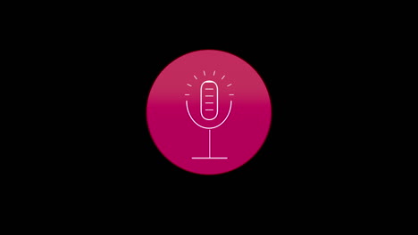 microphone icon animation in purple circle, blinking flat design, black background