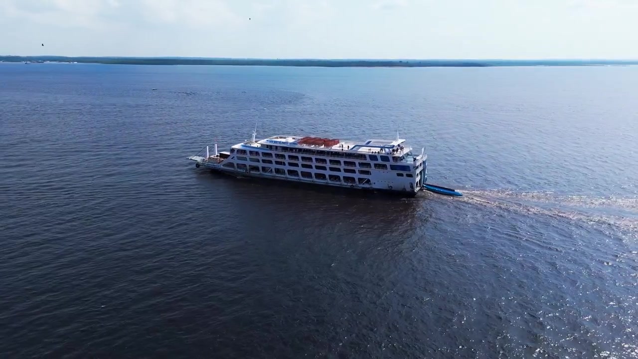 Amazonas transportruter, passagerrejser, tropiske floder, færgesejladser, rejseturisme, Brasilien, luftfoto.
