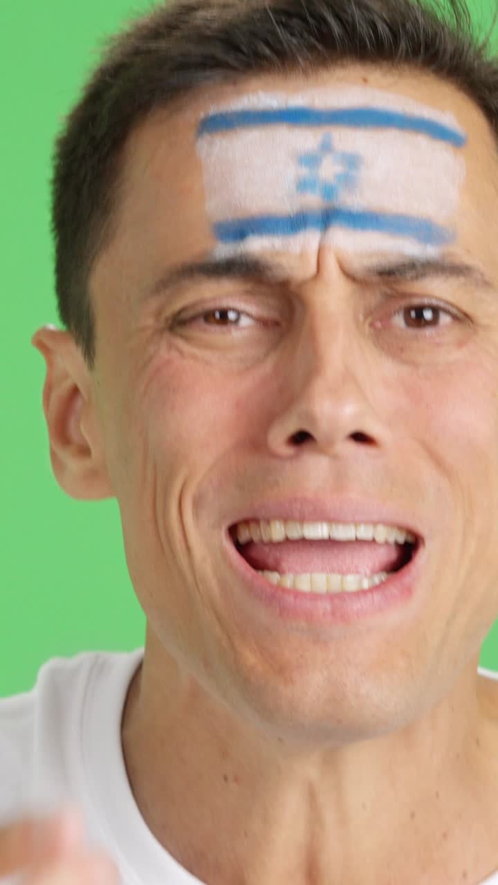 Very nervous man supporting israeli team during a difficult match