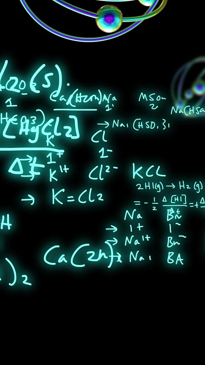 Animation of atom model spinning and data processing on black background