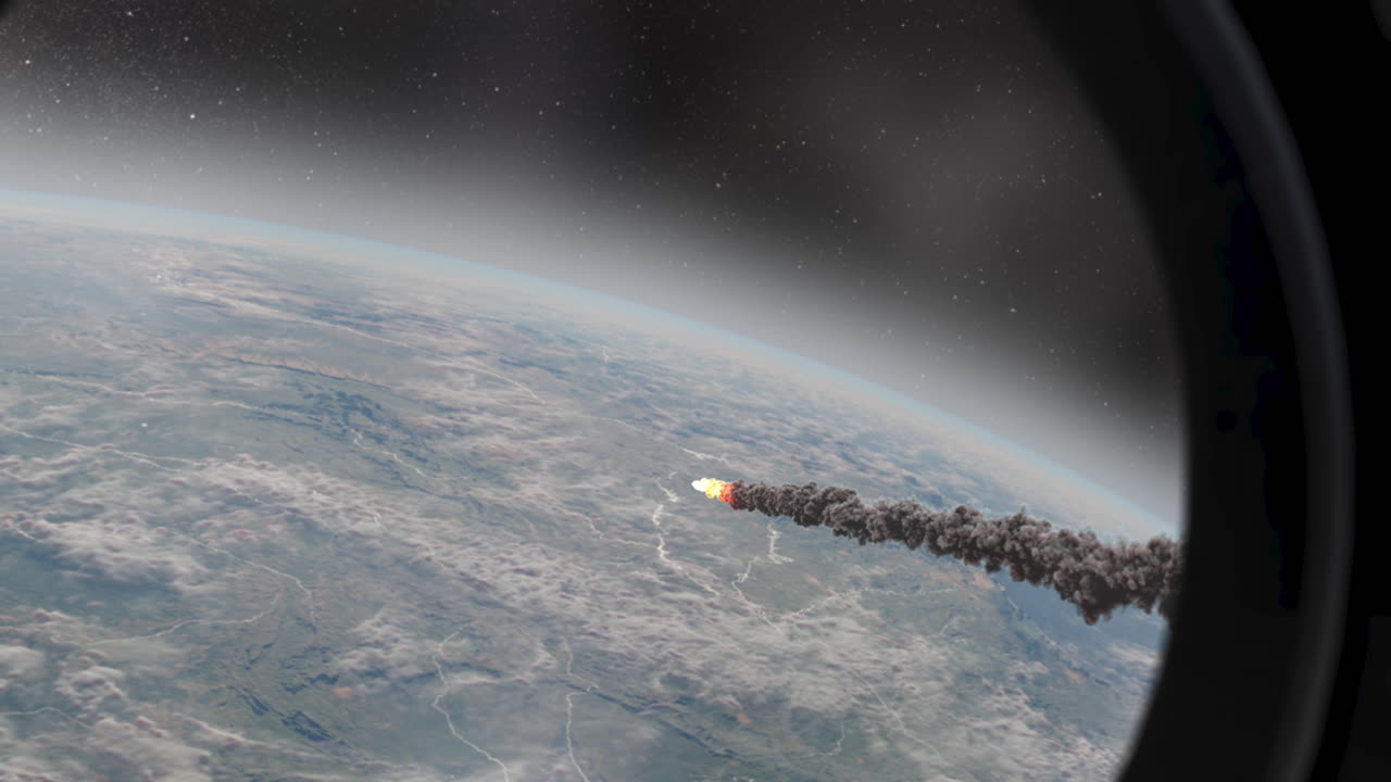 un meteorito entrando en la atmósfera de la tierra