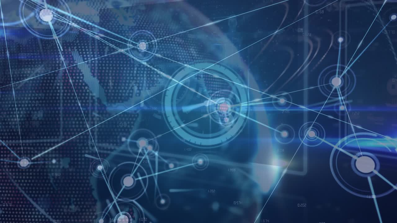 Animación de red de conexiones sobre el procesamiento de datos